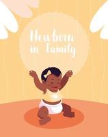 newborn in family card with baby girl afro vector