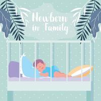 newborn in family with baby sleeping in crib vector