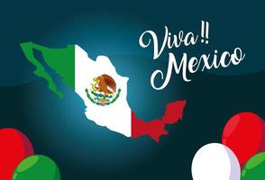 etiqueta viva mexico con bandera mexicana vector