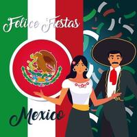 couple of people with mariachi costumes vector