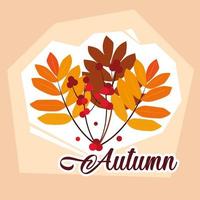 hello autumn poster with branch and leafs vector