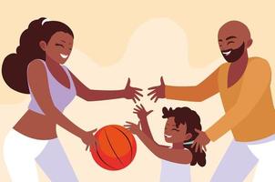 Mother and father with daughter playing design vector