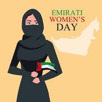 emirati women day poster with woman and map vector