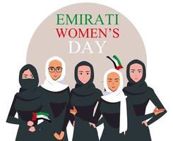 cartel del día de la mujer emiratí con grupo de mujeres vector