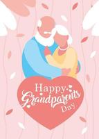cartel del día de los abuelos felices con pareja de ancianos abrazados vector