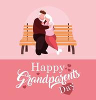 happy grandparents day poster with old couple in park chair vector