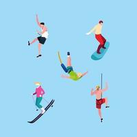 group of people practicing sports extreme vector