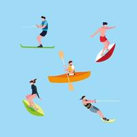 group of people practicing sports extreme vector