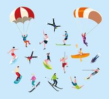 group of people practicing sports extreme vector