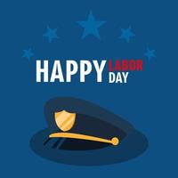 labor day card with police hat and stars vector