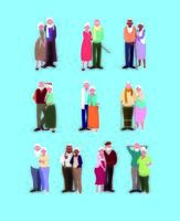 group of old couples avatar character vector