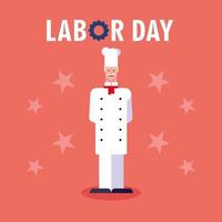 labor day label with professional chef vector