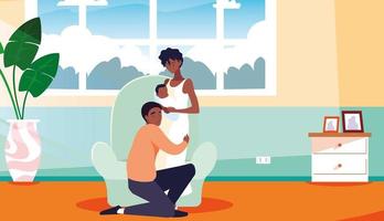 parents with newborn inside home vector