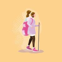 woman traveler with backpack avatar character vector