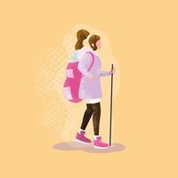 mujer viajera con mochila avatar personaje vector