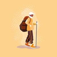 man traveler with backpack avatar character vector