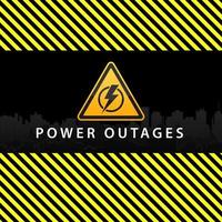 Power outage, warning poster in yellow and black with a beautiful triangular icon of electricity vector