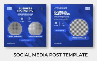 Square social media post template with photo collage isolated. vector