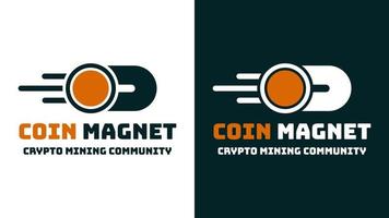 Logo Design Template of Coin Magnet. Suitable to use for crypto mining, cryptocurrency trader, blockchain investor community. vector