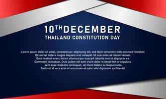 Fondo del día de la constitución de Tailandia. 10 de diciembre. área de espacio de copia. tarjeta de felicitación, banner, ilustración vectorial. con la bandera nacional de tailandia. diseño premium y de lujo vector