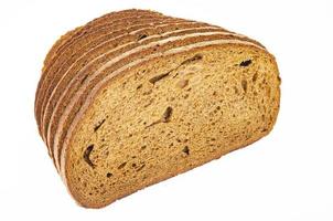 Slices of sliced rye bread isolated on white background. Studio Photo