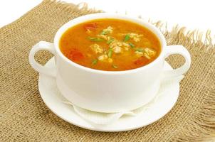 sopa espesa de verduras casera con arroz, calabaza y tomates foto