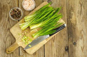 Green young shoots of Allium ursinum. Photo