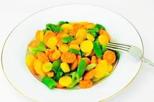 Steamed Vegetables Potatoes, Carrots, Cauliflower, Broccoli photo