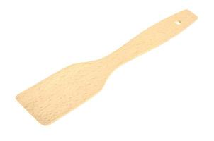 Wooden spatula for stirring, kitchen gadget on white photo