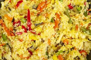 Vegetarian menu. Couscous dishes with vegetables. Photo