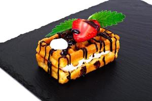 Vienna, Belgian Waffles with Strawberry and Mint photo