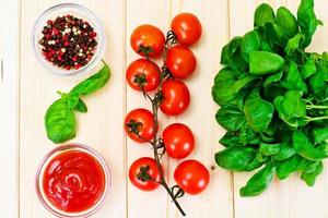 Green Fresh Basil with Tomato photo