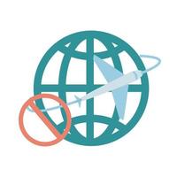 covid 19 coronavirus, avoid traveling the world by plane, prevention outbreak disease pandemic flat design icon vector