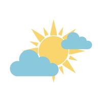 sun clouds sky weather in flat style isolated icon vector