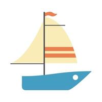 viajes de verano y transporte de veleros de vacaciones en icono aislado de estilo plano vector