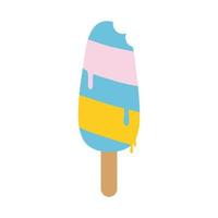 bitten ice cream in stick melted flat style isolated icon vector