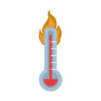 fuego de temperatura de termómetro caliente en icono aislado de estilo plano