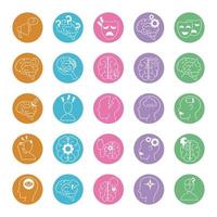 alzheimer disease, decrease in mental human ability icons set line style vector