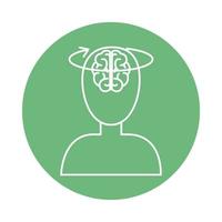 alzheimer disease, neurological function brain, decrease in mental human ability color block style icon vector