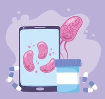 telemedicine, smartphone virus and medication medical treatment and online healthcare services vector