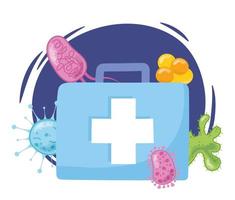 telemedicine, kit first aid virus bacterias medical treatment and online healthcare vector