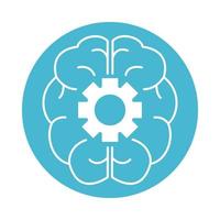 alzheimer disease, brain and mechanism gear function, decrease in mental human ability color block style icon vector