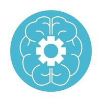 alzheimer disease, brain and mechanism gear function, decrease in mental human ability color block style icon vector