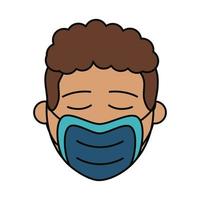 man with medical mask, covid 19 coronavirus prevention spread outbreak disease pandemic flat style icon vector