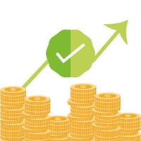 online payment, stack of coins profit check mark, ecommerce market shopping, mobile app vector