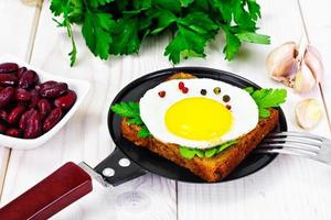 Fried Egg with Red Beans photo