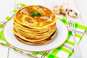 Tasty Pancakes Stack with Mushroom photo