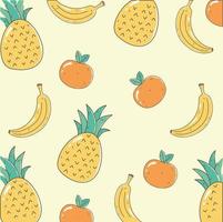 piña, plátano y naranja, mercado fresco, orgánico, sano, alimento, con, frutas, plano de fondo vector