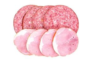 Barbados Sausage, Ham on a White Background photo