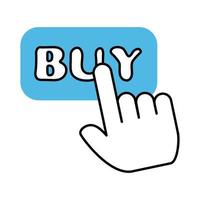 clicking button buy app mobile marketing and e commerce line and fill style icon vector